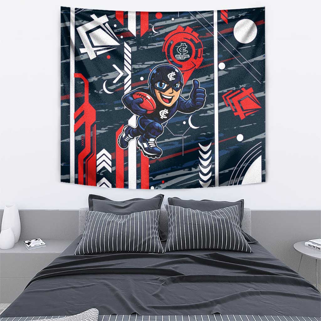 Carlton Football Club Tapestry Mascot Cartoon Football Illustration Style