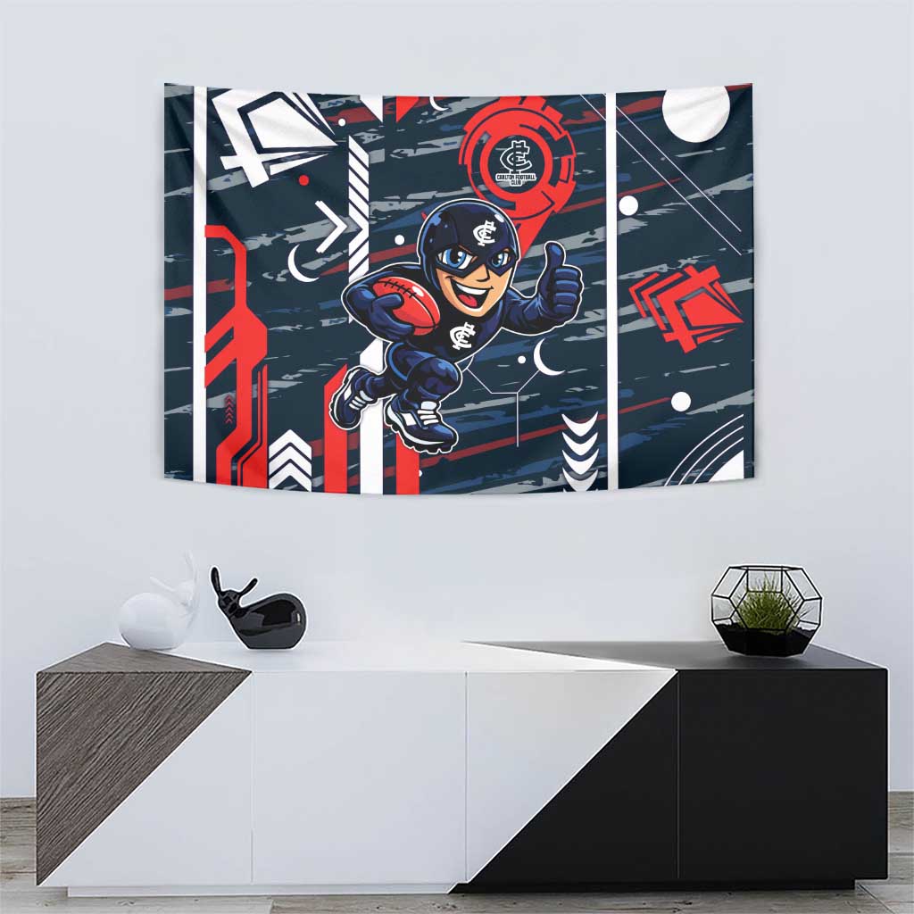 Carlton Football Club Tapestry Mascot Cartoon Football Illustration Style
