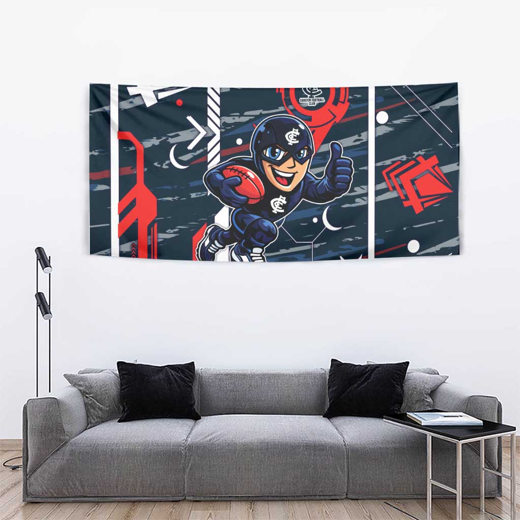 Carlton Football Club Tapestry Mascot Cartoon Football Illustration Style