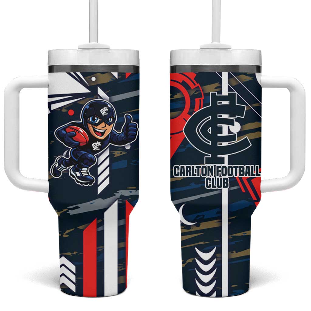 Carlton Football Club Tumbler With Handle Mascot Cartoon Football Illustration Style