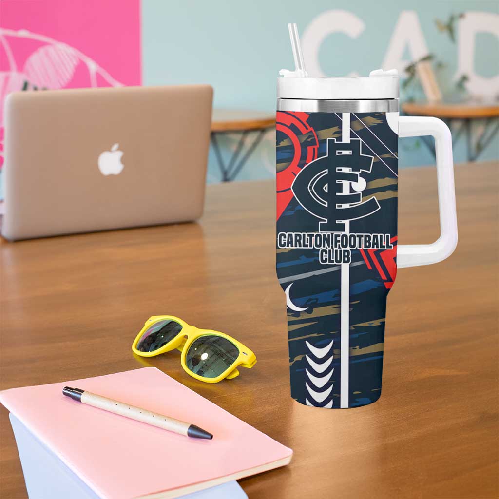 Carlton Football Club Tumbler With Handle Mascot Cartoon Football Illustration Style