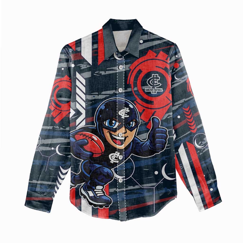 Carlton Football Club Women Casual Shirt Mascot Cartoon Football Illustration Style