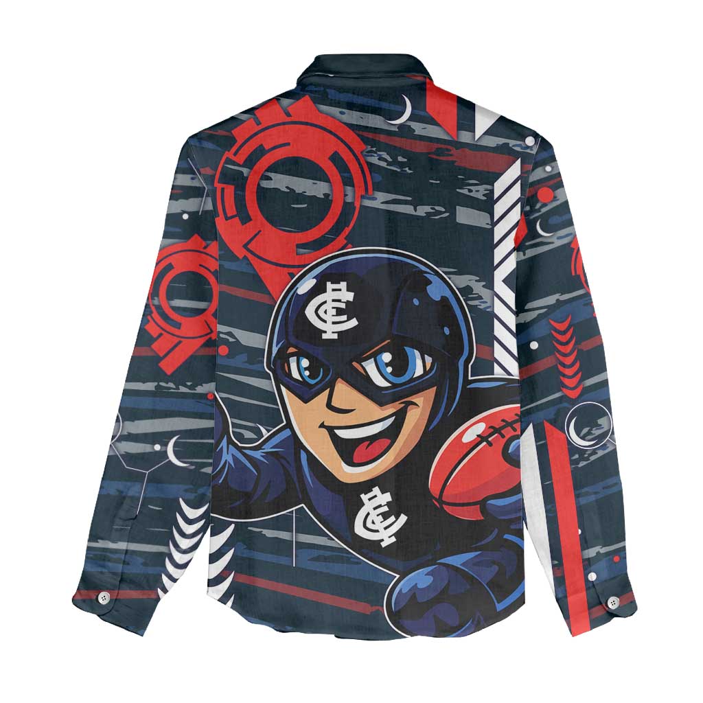 Carlton Football Club Women Casual Shirt Mascot Cartoon Football Illustration Style
