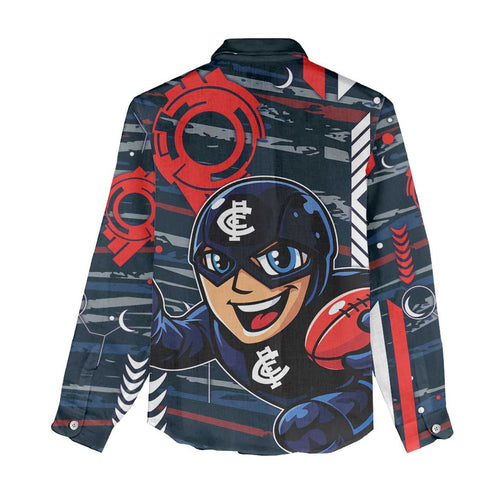 Carlton Football Club Women Casual Shirt Mascot Cartoon Football Illustration Style