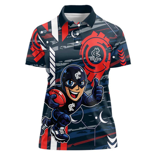 Carlton Football Club Women Polo Shirt Mascot Cartoon Football Illustration Style