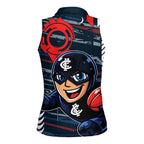 Carlton Football Club Women Sleeveless Polo Shirt Mascot Cartoon Football Illustration Style