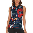 Carlton Football Club Women Sleeveless Polo Shirt Mascot Cartoon Football Illustration Style