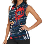 Carlton Football Club Women Sleeveless Polo Shirt Mascot Cartoon Football Illustration Style