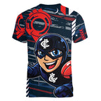 Carlton Football Club Women V-Neck T-Shirt Mascot Cartoon Football Illustration Style