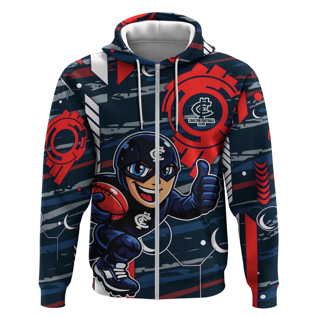 Carlton Football Club Zip Hoodie Mascot Cartoon Football Illustration Style
