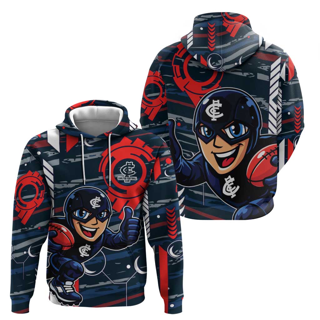 Carlton Football Club Zip Hoodie Mascot Cartoon Football Illustration Style