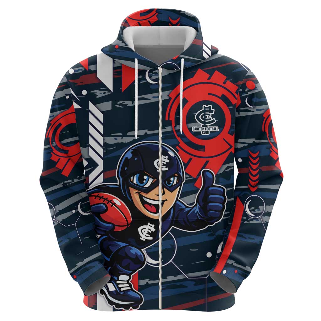Carlton Football Club Zip Hoodie Mascot Cartoon Football Illustration Style