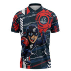 Carlton Football Club Zipper Polo Shirt Mascot Cartoon Football Illustration Style