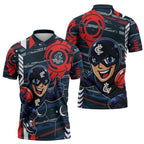 Carlton Football Club Zipper Polo Shirt Mascot Cartoon Football Illustration Style