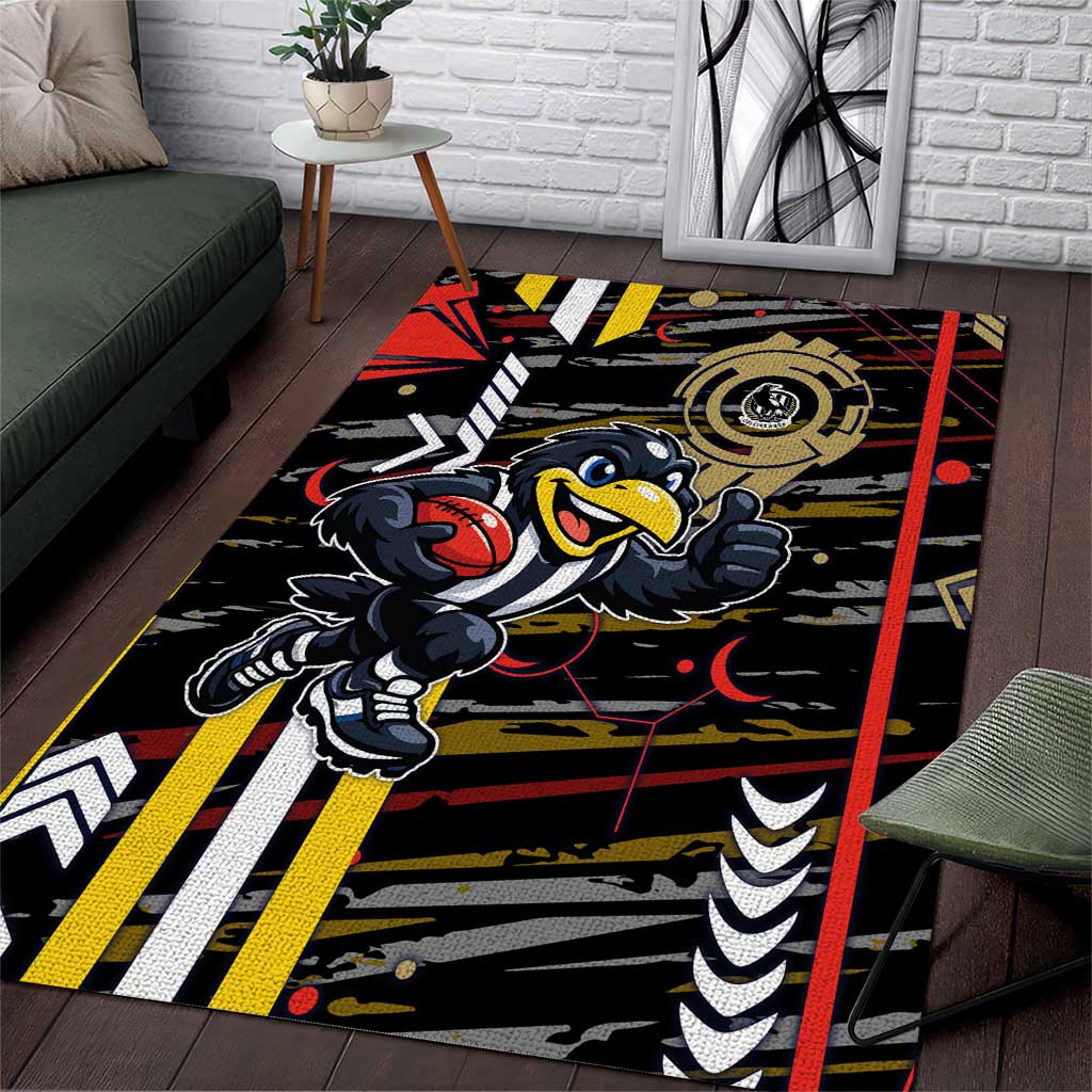 Collingwood Football Club Area Rug Mascot Cartoon Football Illustration Style