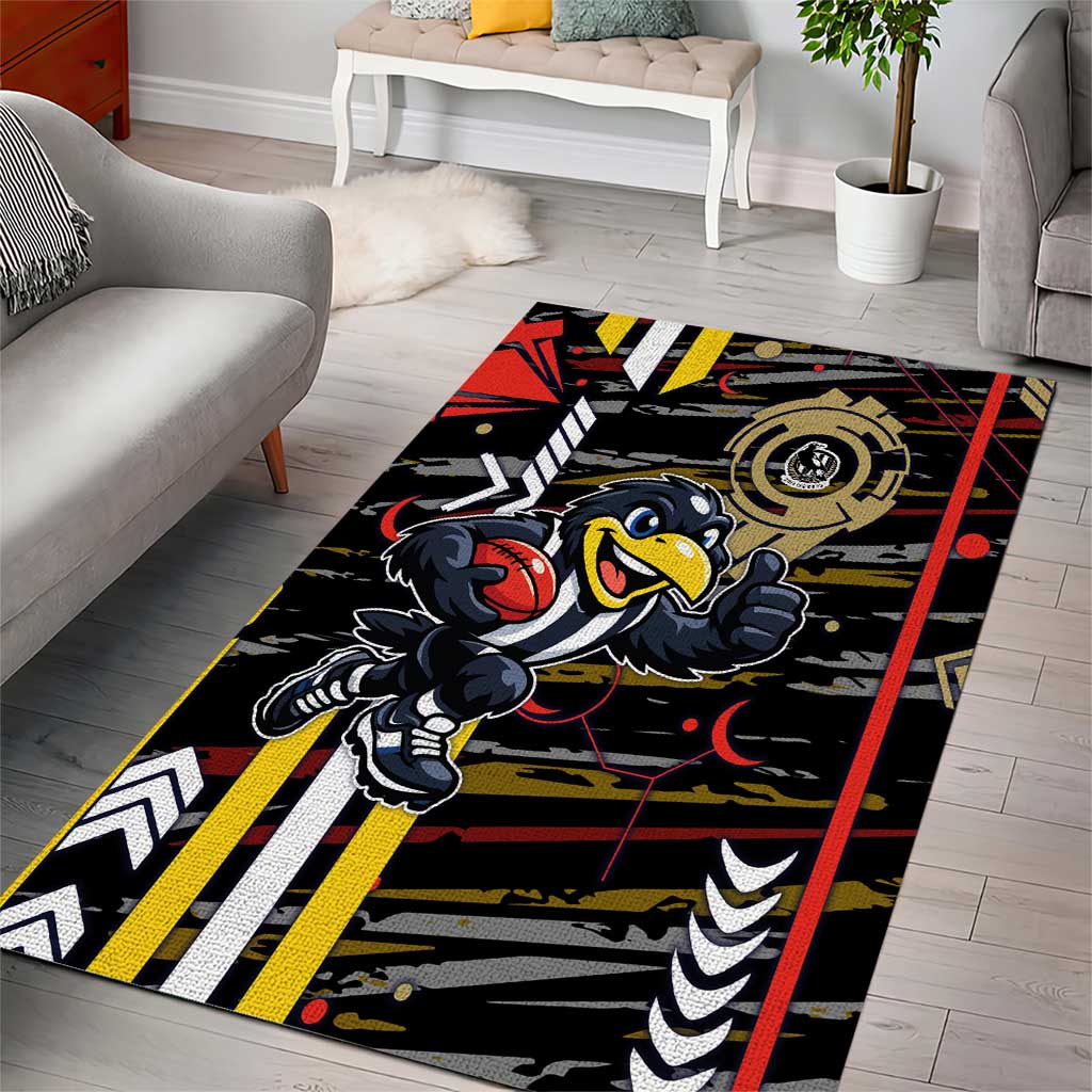 Collingwood Football Club Area Rug Mascot Cartoon Football Illustration Style