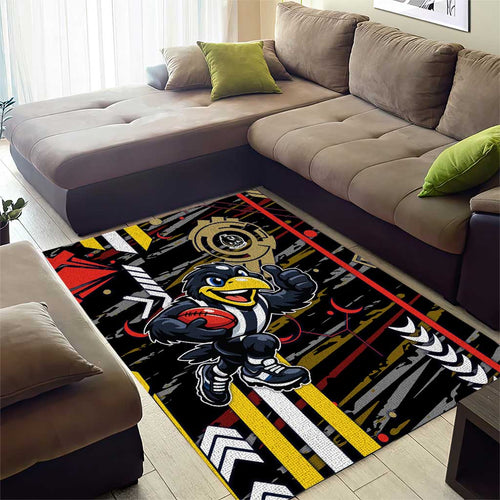 Collingwood Football Club Area Rug Mascot Cartoon Football Illustration Style
