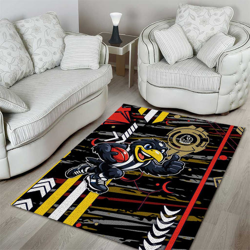 Collingwood Football Club Area Rug Mascot Cartoon Football Illustration Style