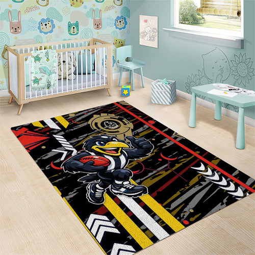 Collingwood Football Club Area Rug Mascot Cartoon Football Illustration Style