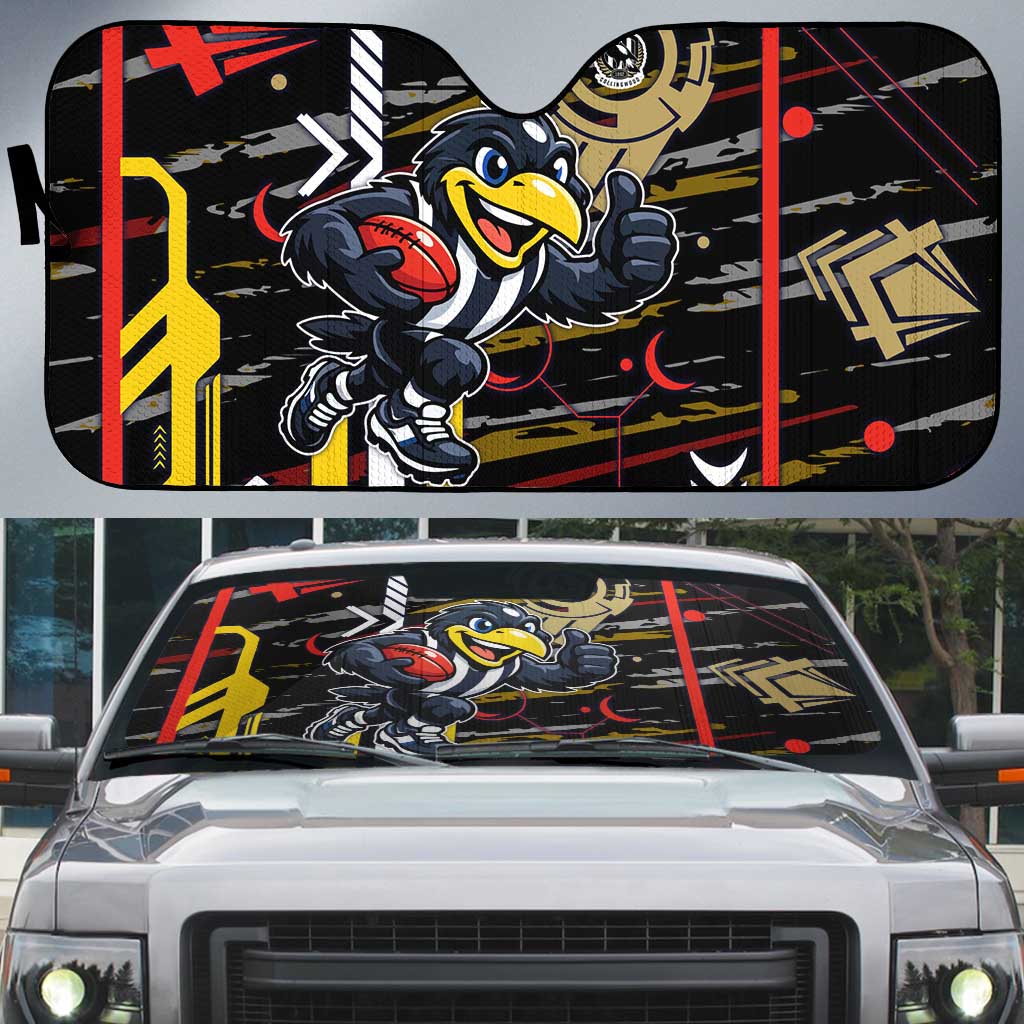 Collingwood Football Club Auto Sun Shade Mascot Cartoon Football Illustration Style