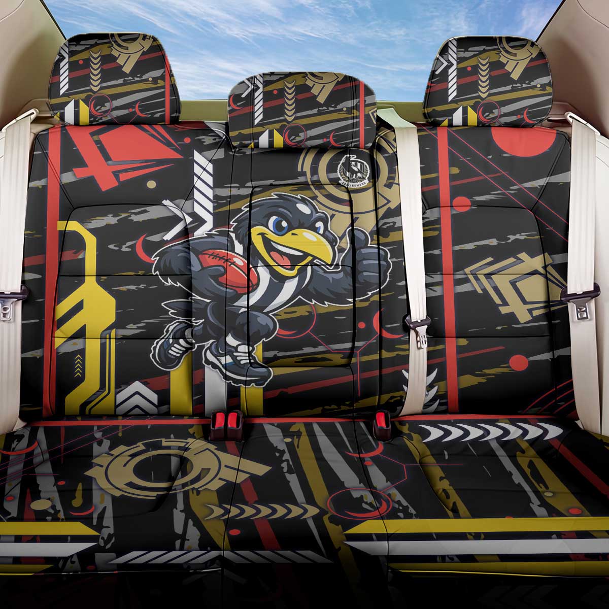 Collingwood Football Club Back Car Seat Cover Mascot Cartoon Football Illustration Style