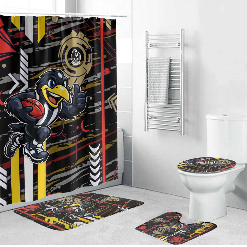 Collingwood Football Club Bathroom Set Mascot Cartoon Football Illustration Style