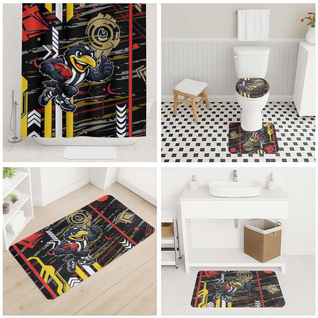 Collingwood Football Club Bathroom Set Mascot Cartoon Football Illustration Style
