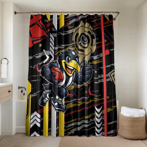 Collingwood Football Club Bathroom Set Mascot Cartoon Football Illustration Style