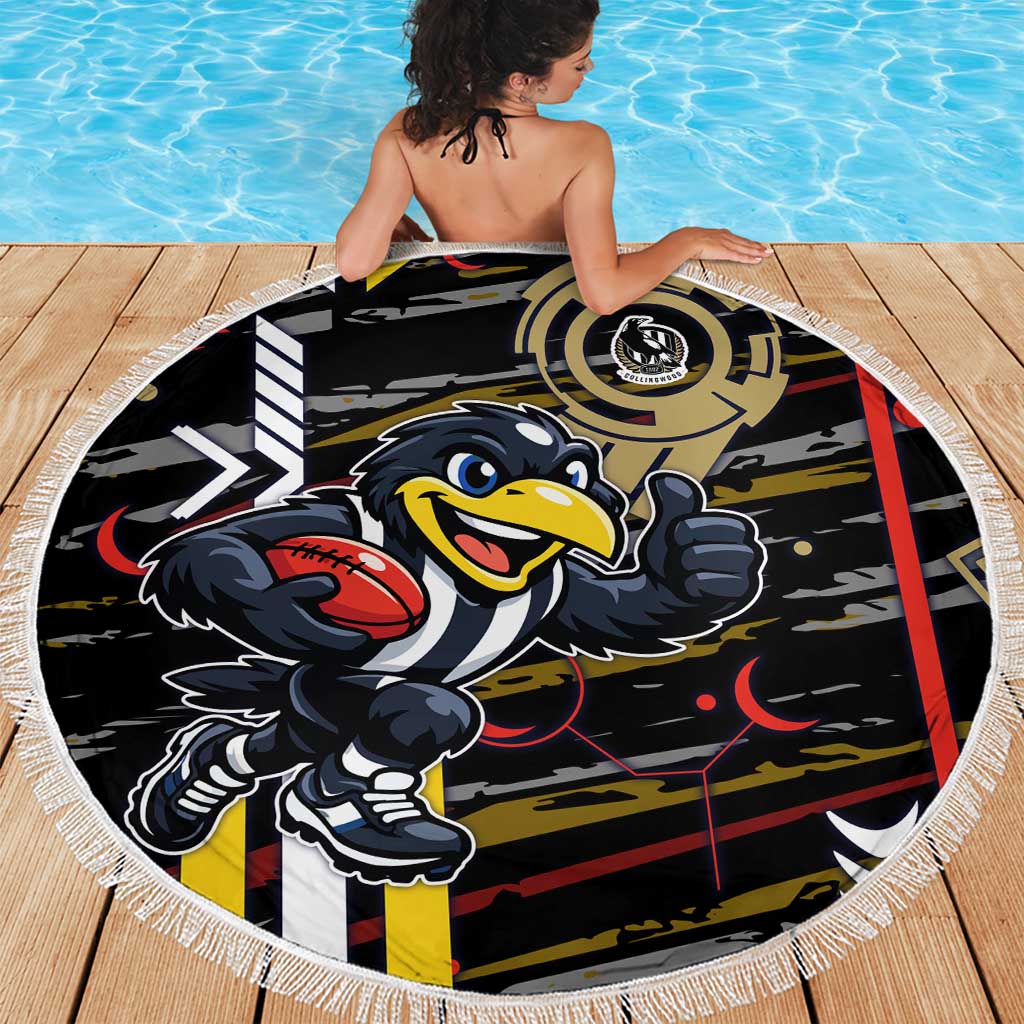 Collingwood Football Club Beach Blanket Mascot Cartoon Football Illustration Style