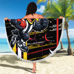 Collingwood Football Club Beach Blanket Mascot Cartoon Football Illustration Style