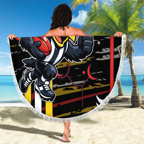 Collingwood Football Club Beach Blanket Mascot Cartoon Football Illustration Style