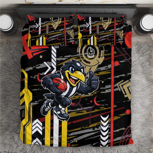 Collingwood Football Club Bedding Set Mascot Cartoon Football Illustration Style
