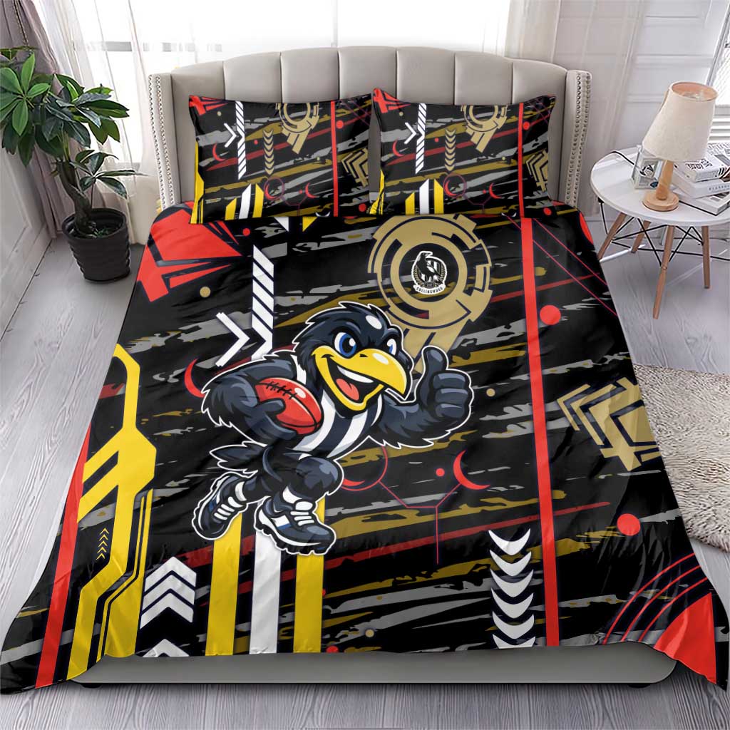 Collingwood Football Club Bedding Set Mascot Cartoon Football Illustration Style