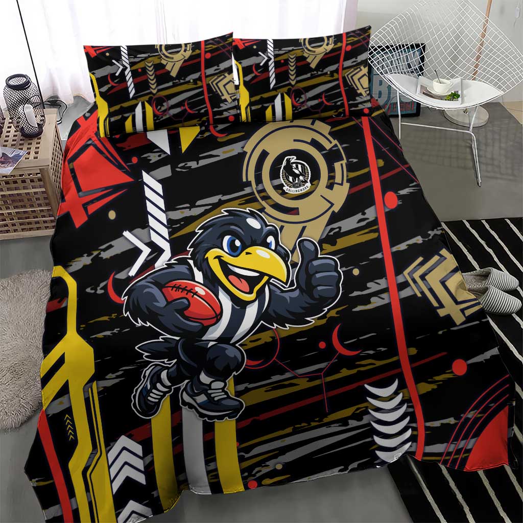 Collingwood Football Club Bedding Set Mascot Cartoon Football Illustration Style