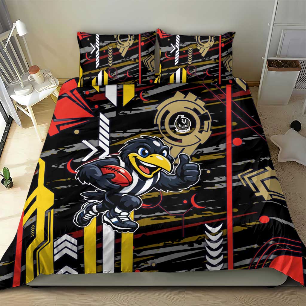Collingwood Football Club Bedding Set Mascot Cartoon Football Illustration Style