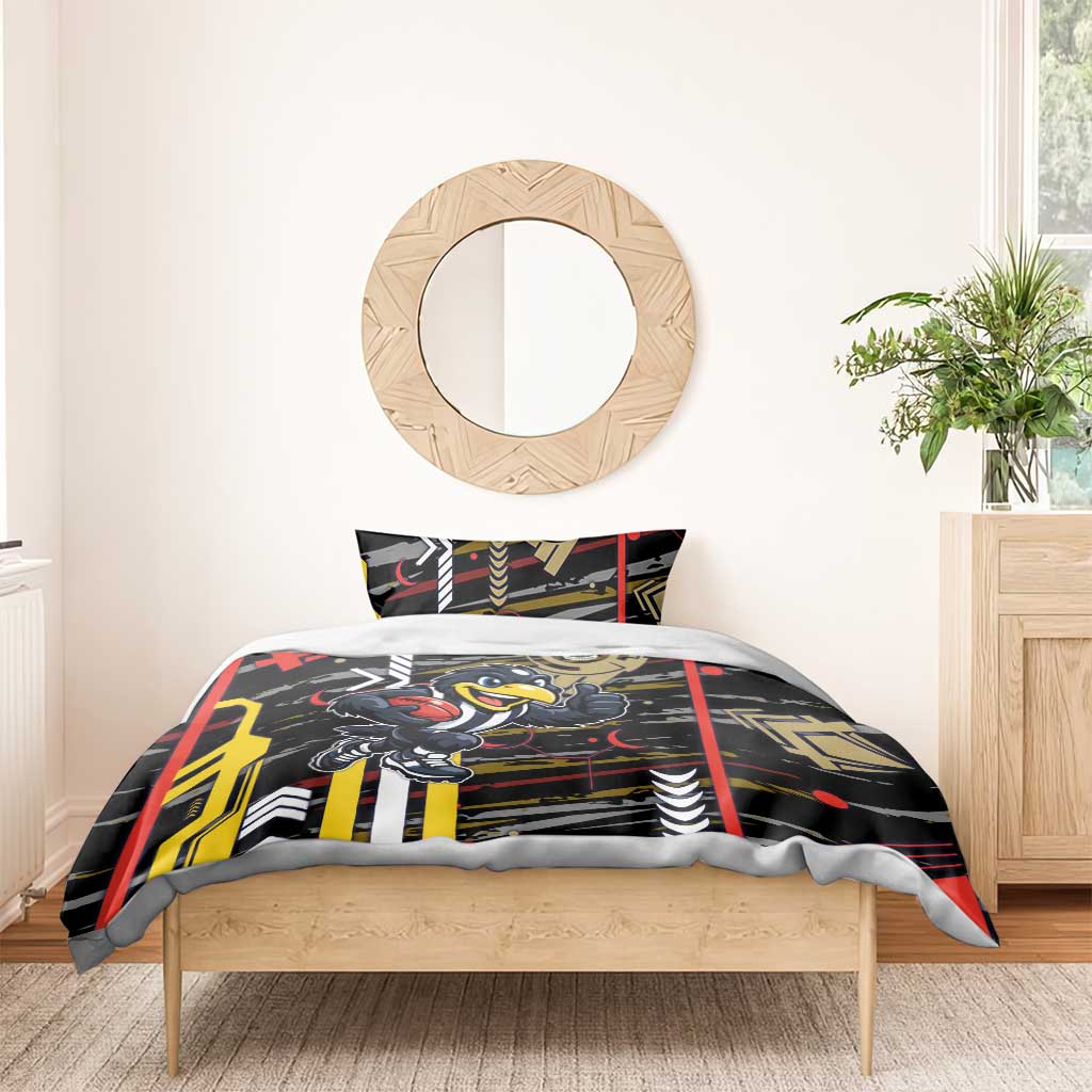 Collingwood Football Club Bedding Set Mascot Cartoon Football Illustration Style