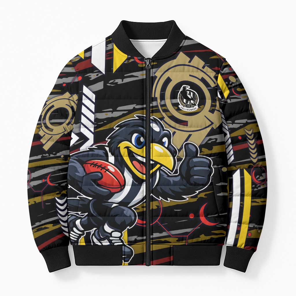 Collingwood Football Club Bomber Puffer Jacket Mascot Cartoon Football Illustration Style