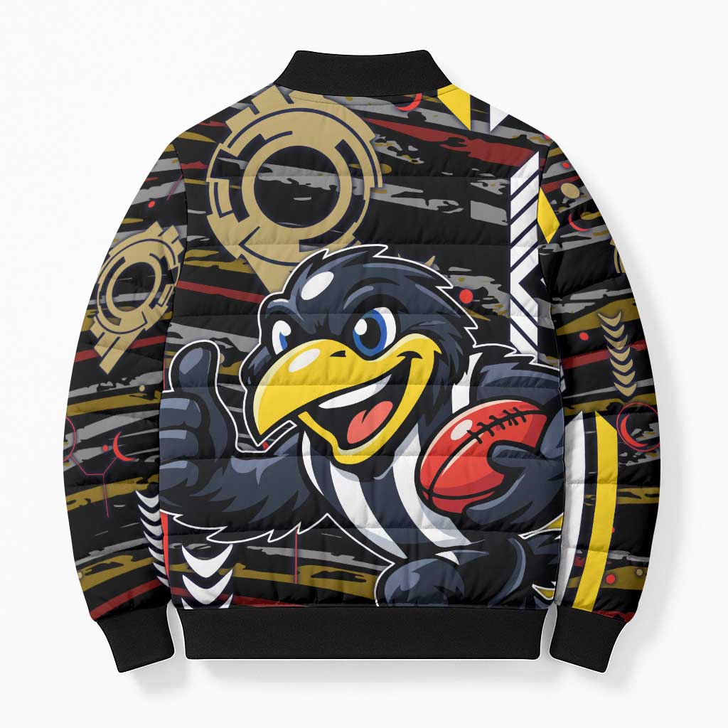 Collingwood Football Club Bomber Puffer Jacket Mascot Cartoon Football Illustration Style