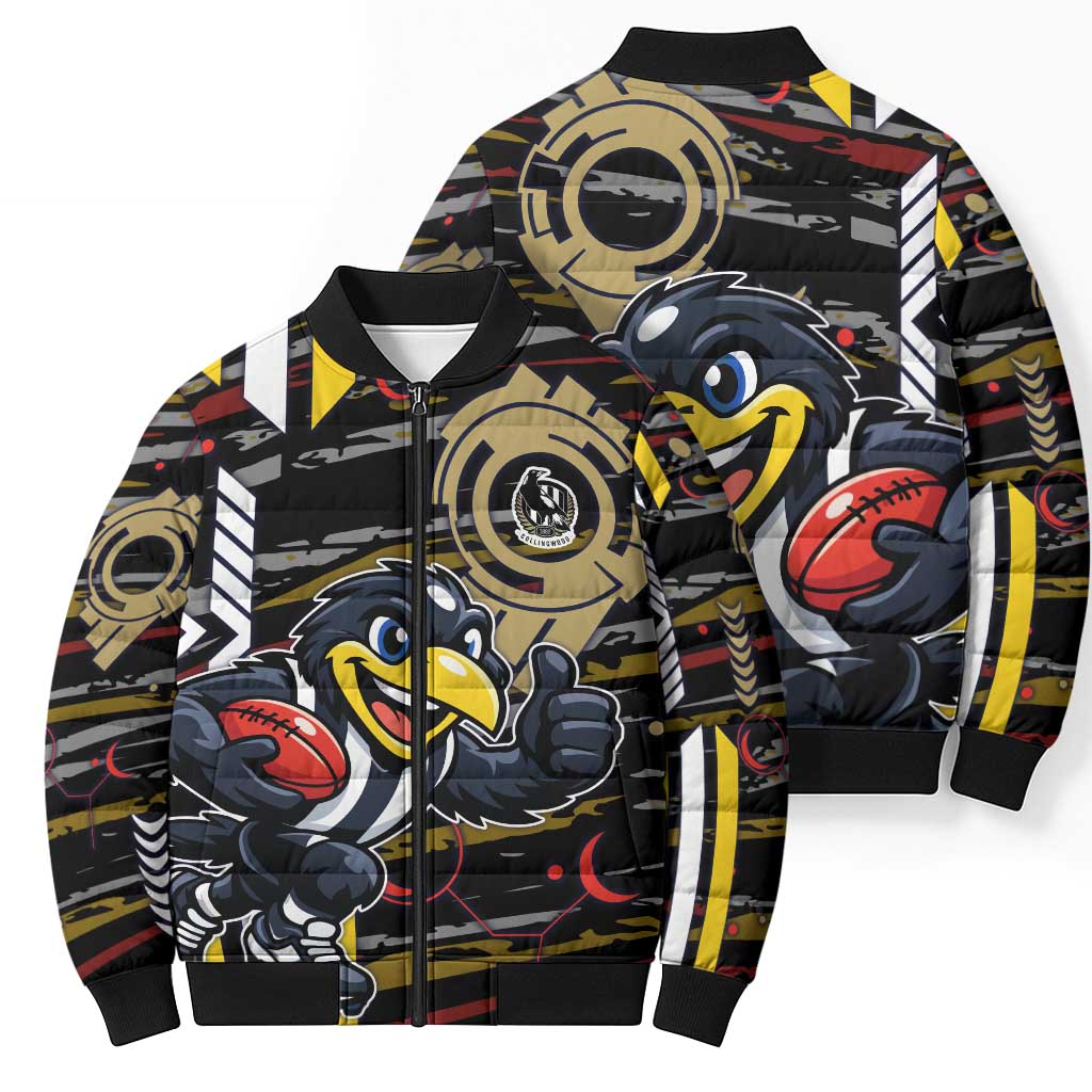 Collingwood Football Club Bomber Puffer Jacket Mascot Cartoon Football Illustration Style