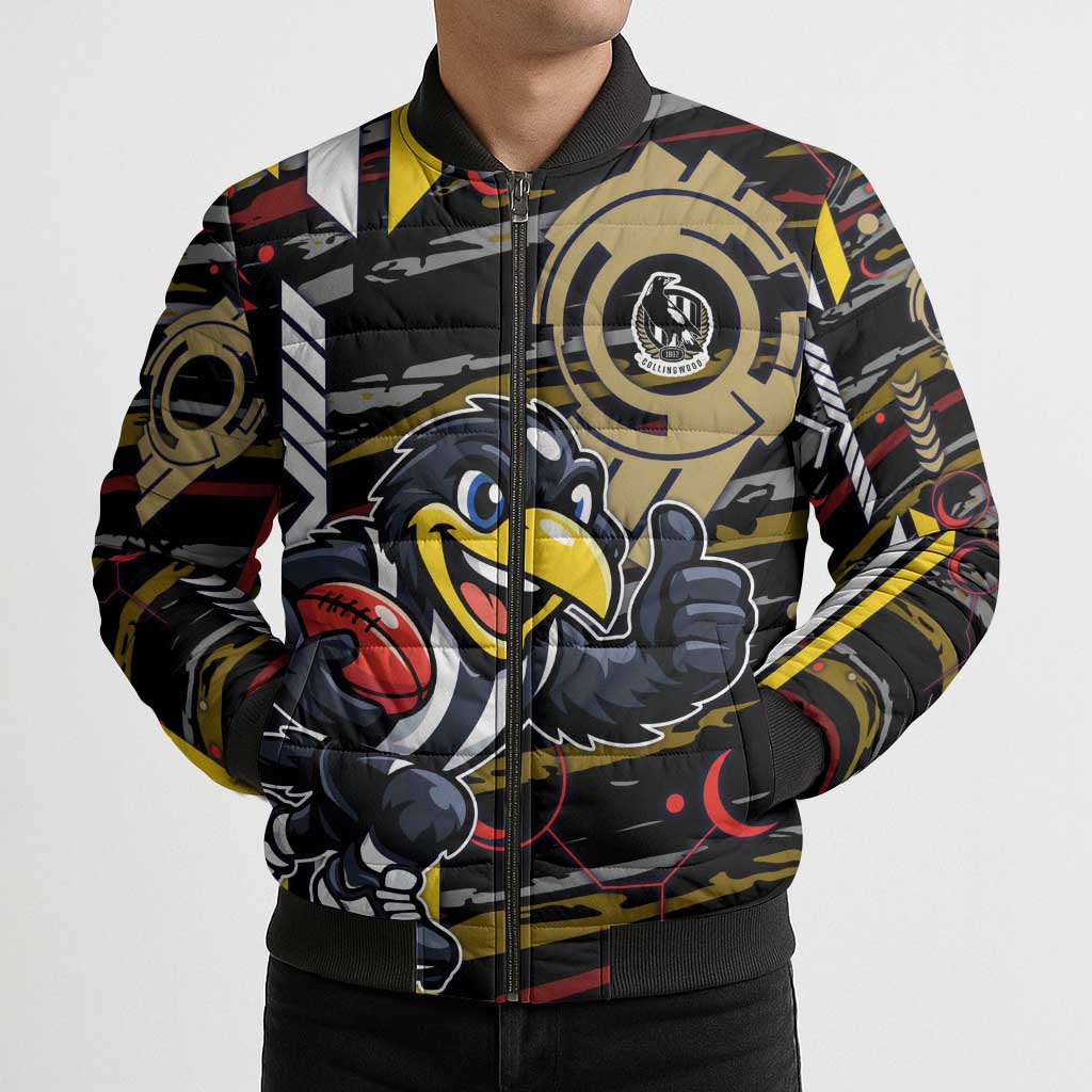 Collingwood Football Club Bomber Puffer Jacket Mascot Cartoon Football Illustration Style