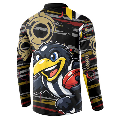 Collingwood Football Club Button Sweatshirt Mascot Cartoon Football Illustration Style