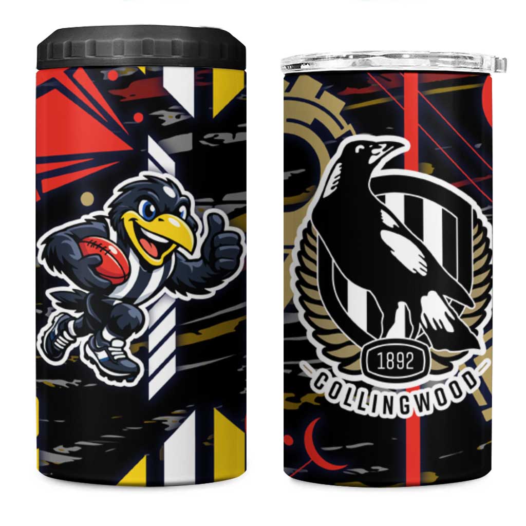 Collingwood Football Club 4 in 1 Can Cooler Tumbler Mascot Cartoon Football Illustration Style