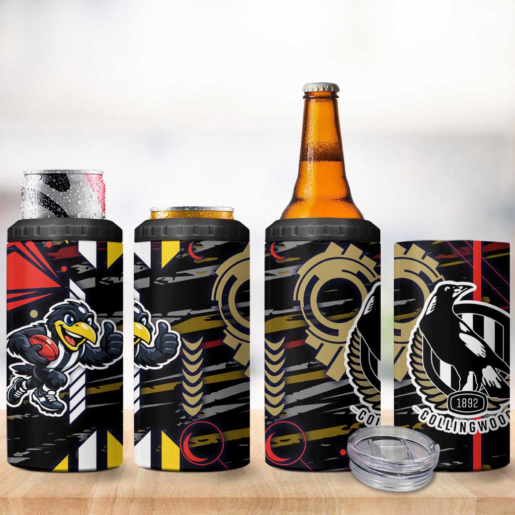 Collingwood Football Club 4 in 1 Can Cooler Tumbler Mascot Cartoon Football Illustration Style