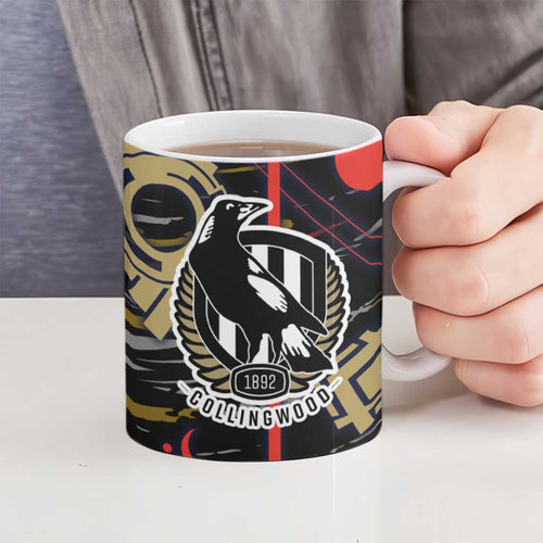 Collingwood Football Club Ceramic Mug Mascot Cartoon Football Illustration Style