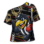 Collingwood Football Club Cross Shoulder Shirt Mascot Cartoon Football Illustration Style