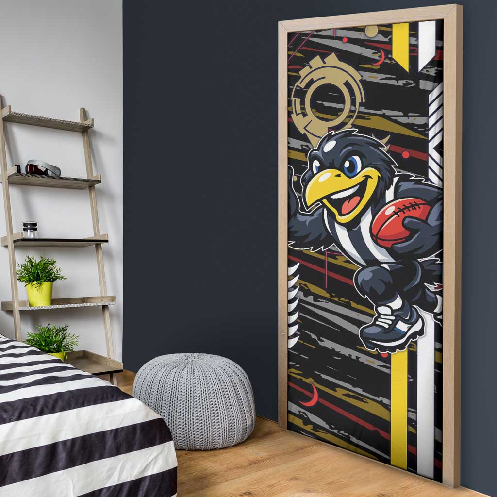 Collingwood Football Club Door Cover Mascot Cartoon Football Illustration Style