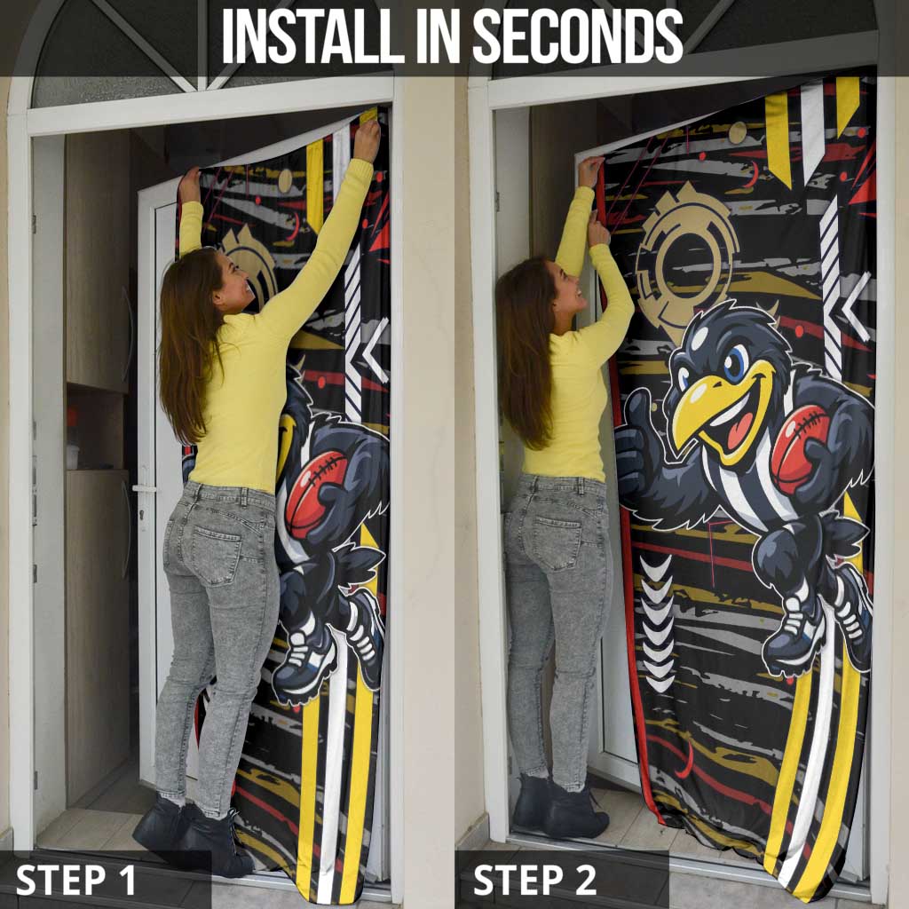 Collingwood Football Club Door Cover Mascot Cartoon Football Illustration Style