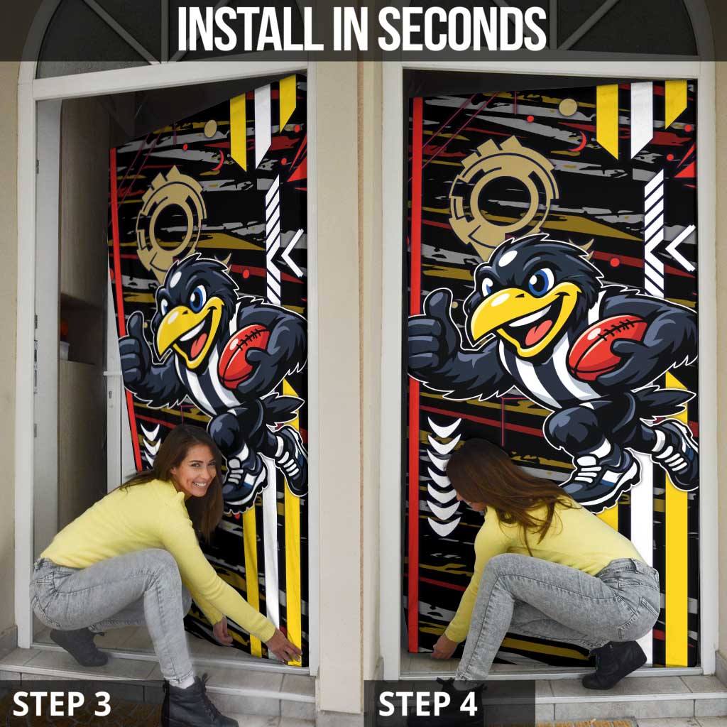 Collingwood Football Club Door Cover Mascot Cartoon Football Illustration Style
