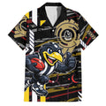 Collingwood Football Club Family Matching Off Shoulder Maxi Dress and Hawaiian Shirt Mascot Cartoon Football Illustration Style