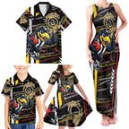 Collingwood Football Club Family Matching Tank Maxi Dress and Hawaiian Shirt Mascot Cartoon Football Illustration Style